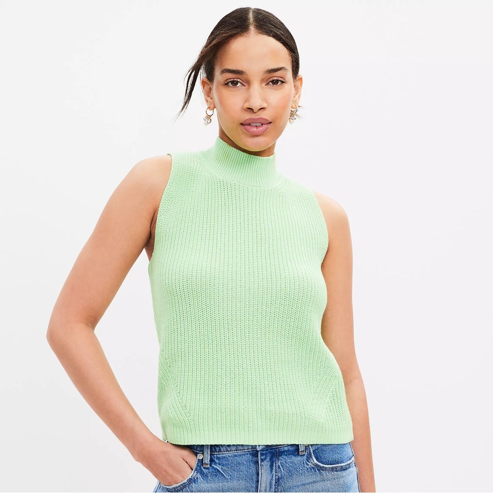 LOFT Ribbed Mock Neck Sleeveless Women's Sweater